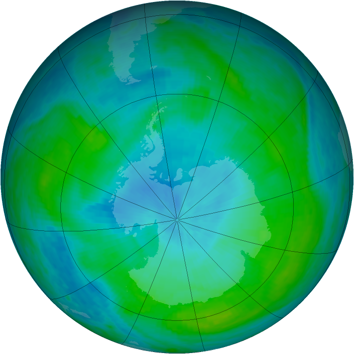 Antarctic ozone map for 10 February 1988